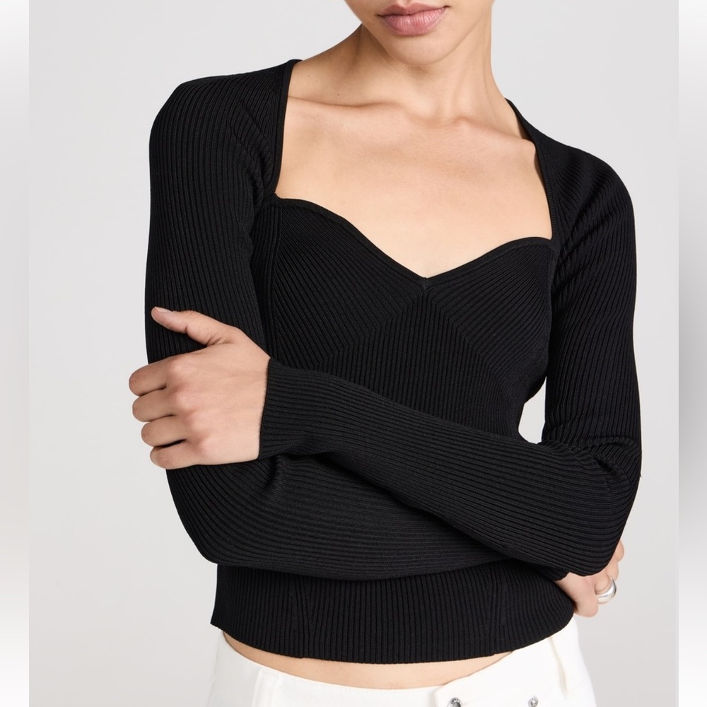 SIMKHAI Giuliana Long Sleeve Sweetheart Top S